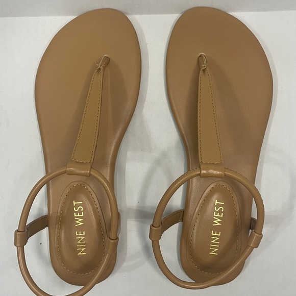 Nine West  Bassie Natural Neutral Nude Sandals Minimalist Design Size 5 - Picture 12 of 15